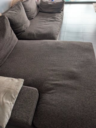 Sofá Chaiselongue Marrón Tela