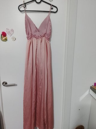 Vestido largo lentejuelas rosa