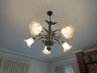 Lámpara de techo forja y cristal salón