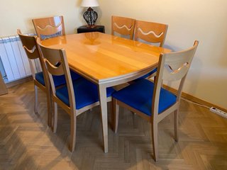 Mesa comedor y 6 sillas madera maciza