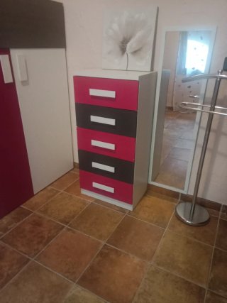 Cama tren con cómoda y colchones