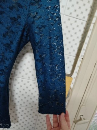 Blusa azul encaje lazo peplum talla s local