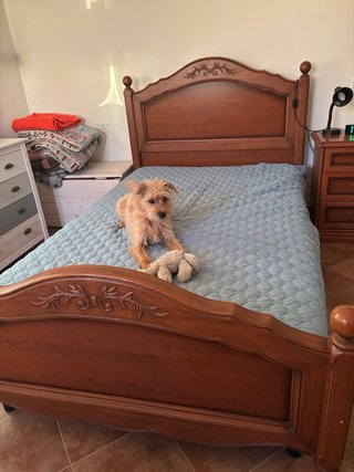 Letto 1 Piazza e Mezza Legno Ciliegio + Comodino