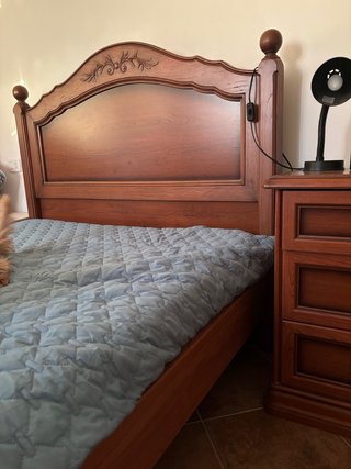 Letto 1 Piazza e Mezza Legno Ciliegio + Comodino