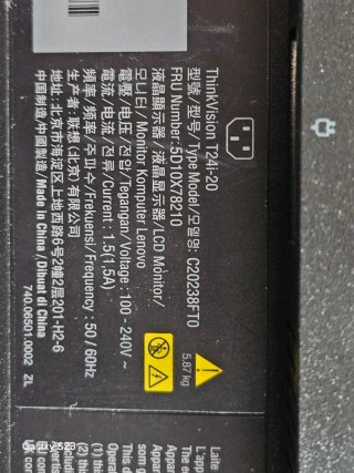 Monitor Lenovo ThinkVision T24i-20 Negro
