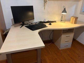Escritorio en L beige y marrón 210 cm * 120 cm