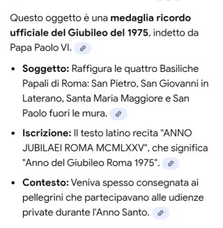 Medaglia Vaticano Anno Giubilare Roma MCMXLV 1975