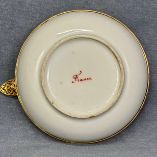 ANTIGUO CENICERO BRONCE PORCELANA FRANCIA XIX - XX