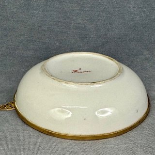 ANTIGUO CENICERO BRONCE PORCELANA FRANCIA XIX - XX