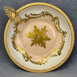 ANTIGUO CENICERO BRONCE PORCELANA FRANCIA XIX - XX