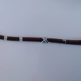 Bracciale uomo Marlù pelle marrone e argento