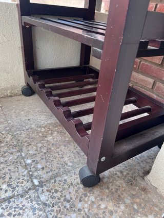 Mueble auxiliar botellero madera y mármol