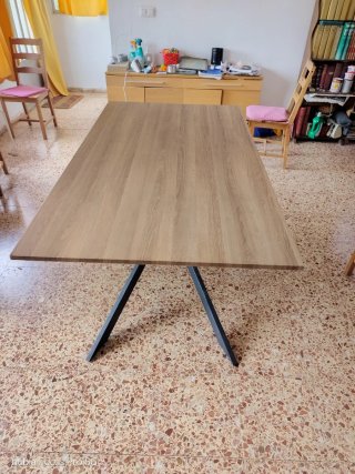 Mesa de comedor madera y forja