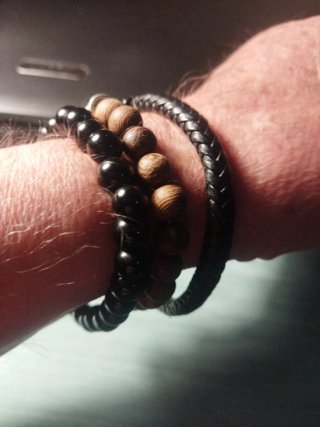 Lote 3 Pulseras Hombre Lotus Cuero y Madera