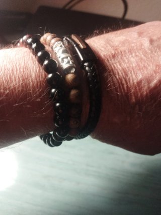 Lote 3 Pulseras Hombre Lotus Cuero y Madera