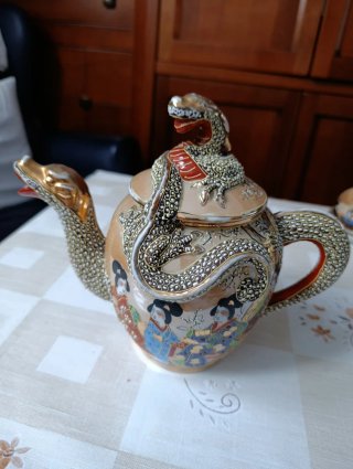 Juego de té/café dragón y 5 tazas