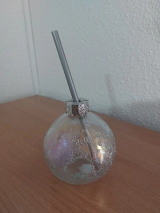 Vaso navideño transparente con tapa y pajita