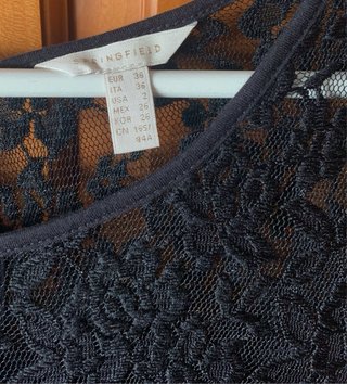 Vestido negro floral talla 36 Springfield
