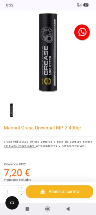 10 cartuchos grasa litio MANNOL MP2