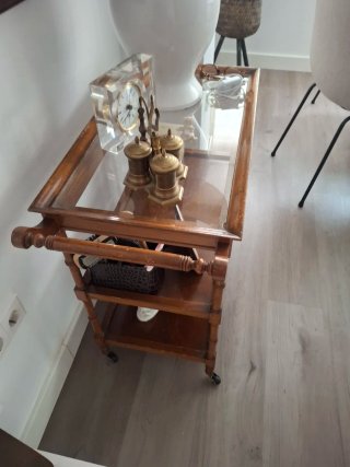Carrito de té vintage madera y cristal