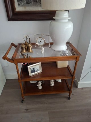 Carrito de té vintage madera y cristal