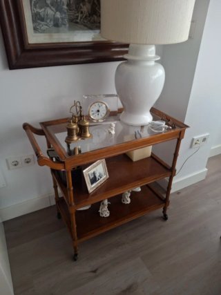 Carrito de té vintage madera y cristal