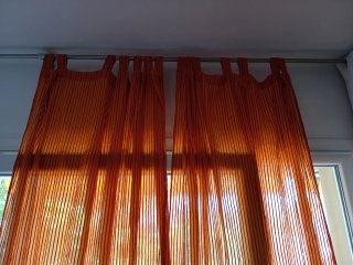 Pack 2 Cortinas Rayas Naranja y Rosa