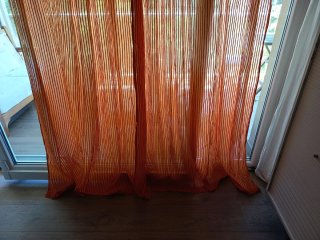Pack 2 Cortinas Rayas Naranja y Rosa
