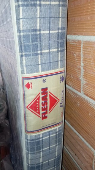 Colchón Matrimonio Tela Cuadros Azul