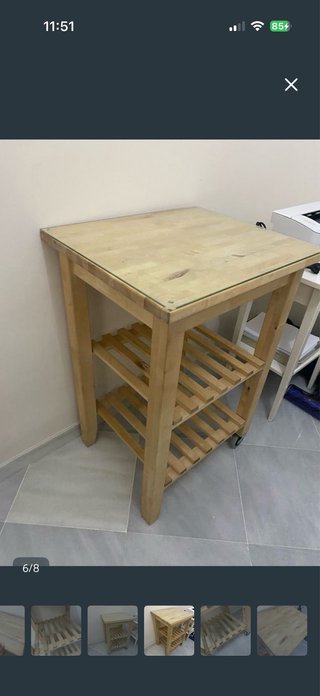 Carro auxiliar madera y cristal Ikea