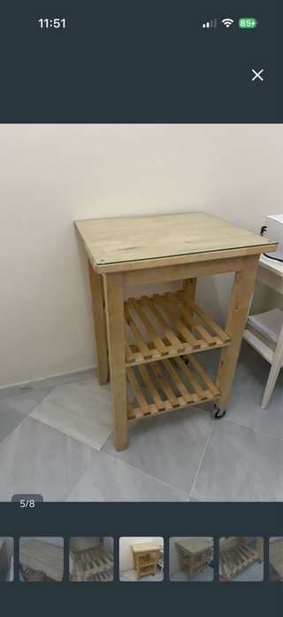 Carro auxiliar madera y cristal Ikea