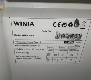 Frigorífico Winia 2 Puertas 207L