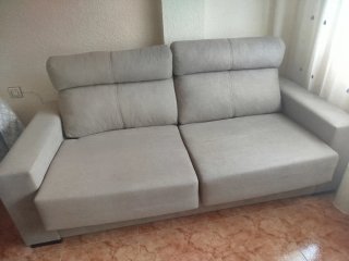Sofá Cama Beige/Gris Tela