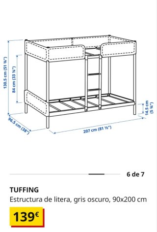 Litera metálica TUFFING IKEA gris oscuro