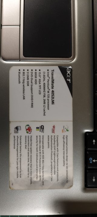 Portátil Acer Travelmate 4052LMi Plata