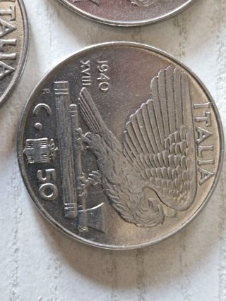 5 Monete 50 Centesimi Italia 1940-1949 AMAGNETICHE