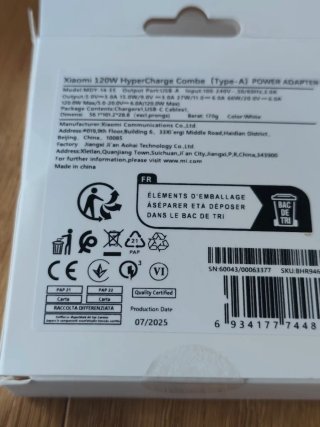 Cargador Xiaomi Hypercharge 120W + Cable 6A
