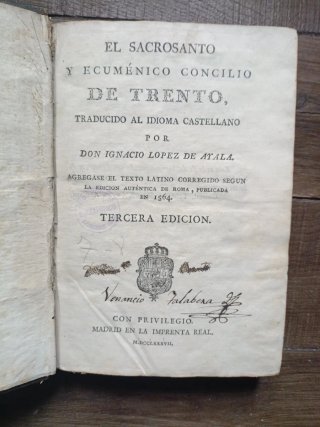Libro Antiguo 1787 Concilio de Trento