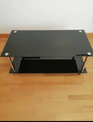 Mesa de centro cristal y metal