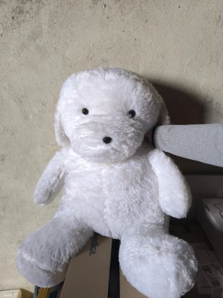 Peluche perro blanco suave