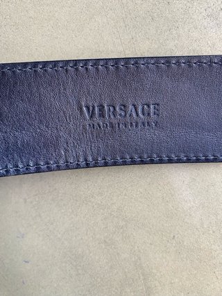 Cinturón Versace Negro Hebilla Medusa Plata