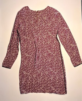 Vestido estampado rojo y beige manga larga