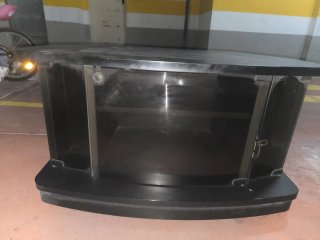 Mueble TV negro y cristal