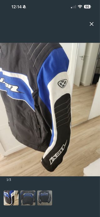 Chaqueta de moto IXON azul y blanca