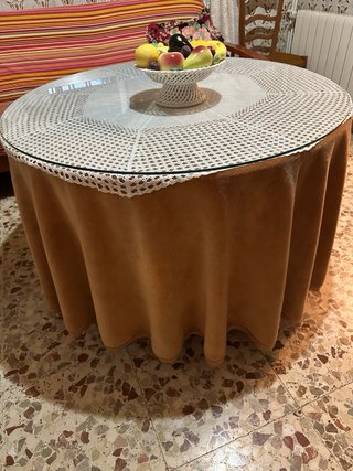 Mesa camilla 105cm con tapa de cristal