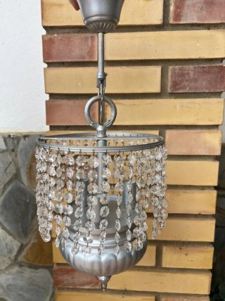 Lámpara colgante cristal metal plata