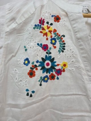 Camisa CORTEFIEL bordada floral blanca Talla XXL