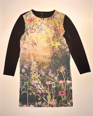 Vestido estampado floral manga larga