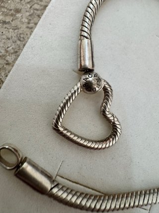 Pulseira Pandora Coração 19cm Prata