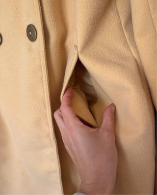 Abrigo beige mostaza claro, mujer